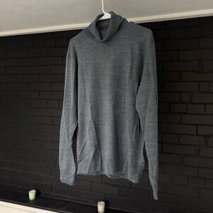 J.Crew men’s dark gray turtleneck roll neck sweater, Merino wool, large